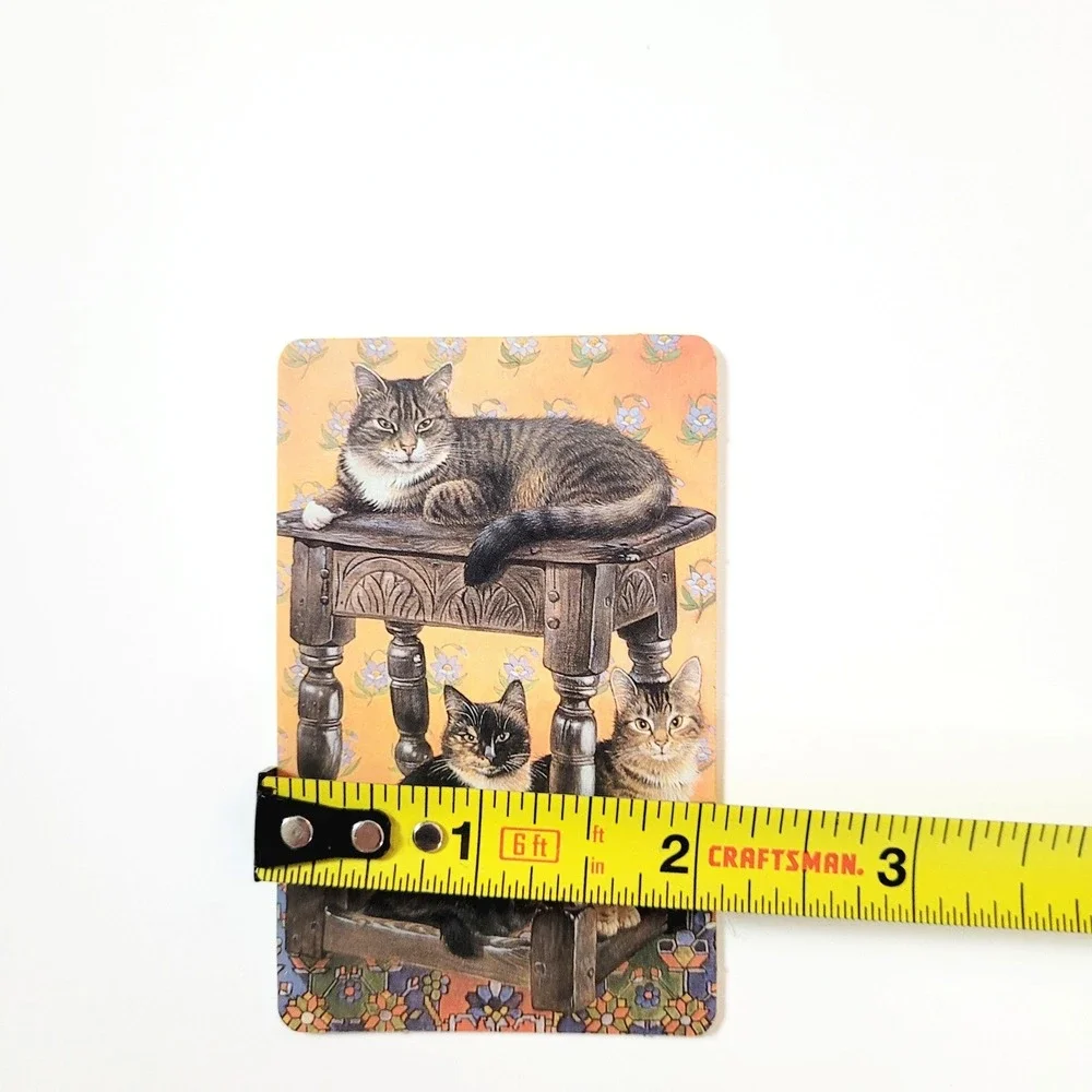 VTG 90s Lesley Ivory Cats Card Bookmark- Gemma Jacobean Stool- 1990 Antioch W217